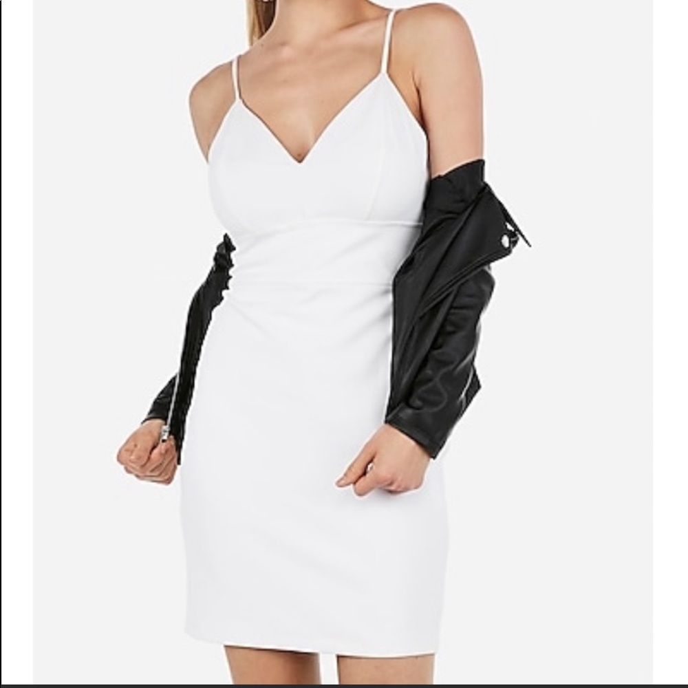 Express White Fitted Cocktail Dress